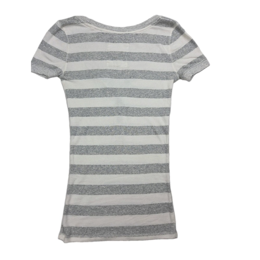 Vintage Hollister Henley Top Sz M Babydoll Bella Swan Gray Striped Y2K Coquette - Picture 6 of 6